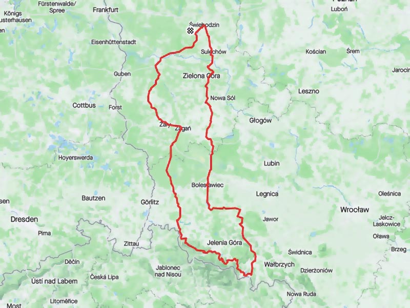 Mapa trasy Piękny Zachód 2019